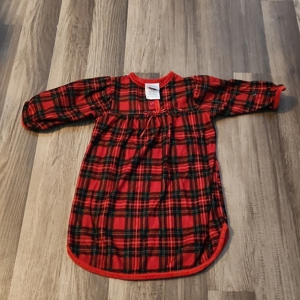 Christmas Plaid Flannel Nightgown Size 12mo Vintage Y2K